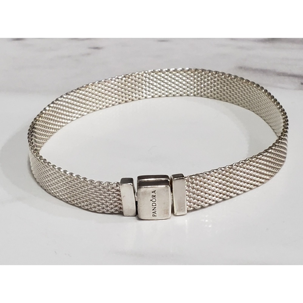 SIZE 17 / 17 CM / 6.7" Authentic Pandora Reflexions Silver Mesh Bracelet 597712 - Picture 3 of 10